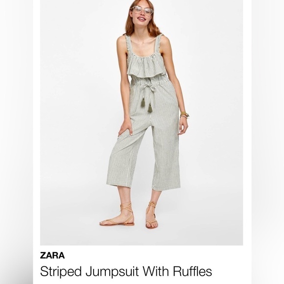 Zara Basic Boho Jumper Romper 100% Cotton Cropped Wide leg Size - Picture 1 of 9